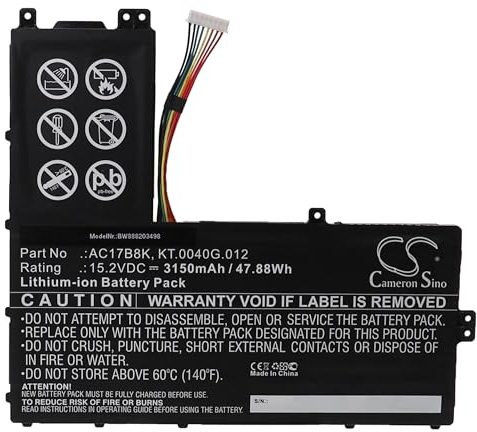 vhbw Battery Replacement for Acer AC17B8K, KT.0040G.012, 4ICP5/57/81 for Laptop (3150 mAh, 15.2 V, Li-Ion)