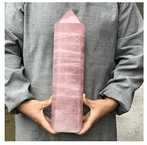 SHANGMAOYO Naturstein Bergkristall Natürlicher rosa Rosenquarz Kristall Zauberstab Heilung Healing Crystals (Size : 450-500g)