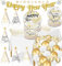Juego de vajilla de feliz año nuevo, suministros de fiesta de feliz año nuevo 2025 | Nochevieja Platos de papel reutilizables, servilletas | Vajilla para Cena de Nochevieja, Nochevieja
