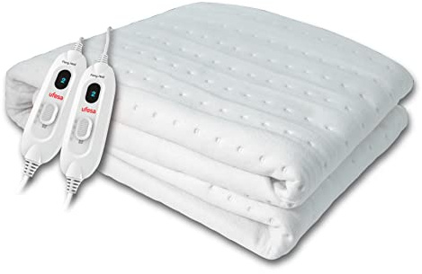 Ufesa Flexy Heat CME Coperta termica elettrica Matrimoniale 150x130 cm, 2x60 W, Reversibile, 3 Livelli di Temperatura, Spegnimento Automatico, Lavabile