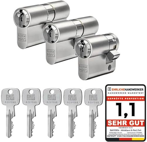 Winkhaus X-pert Profilzylinder, Knaufzylinder, Halbzylinder, Schließsystem Türzylinder Schließzylinder Zylinder Turschloss verschiedene Längen Set (3er Set | 2 Profilzylinder & 1 Halbzylinder)