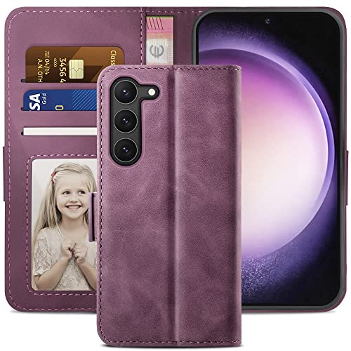 YATWIN Handyhülle für Samsung Galaxy S23 Hülle, Klapphülle für Galaxy S23 Premium Leder Brieftasche Schutzhülle [Kartenfach] [Magnet] [Stand] Handytasche Case für Samsung Galaxy S23, Weinrot