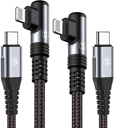Cable iPhone USB C 90 Grados 2Pack-1 metros, Cable iPhone ,Carga Rápida PD, nylon trenzado, compatible con iPhone 14