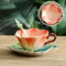 YUWEN Creative 3D Hand-painted Fusang Flower Sunflower Clivia Enamel Color Ceramic Coffee Tea Set Afternoon Tea Cup Plate