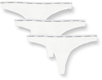 Calvin Klein Women's 3 Pack Modern Logo Thongs, White (White/White/White), XXL
