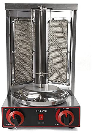 Barbacoa Vertical de Gas para Kebab y Pollo, giroscópica con tornillo, máquina de Kebab para Restaurante, Salón, Cocina - 3000 W (plateada)