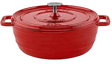 Sallys 'Ela' Deluxe Gusseisentopf - Robustes und Hochwertiges Kochjuwel für Perfektes Garen (Lava Red)