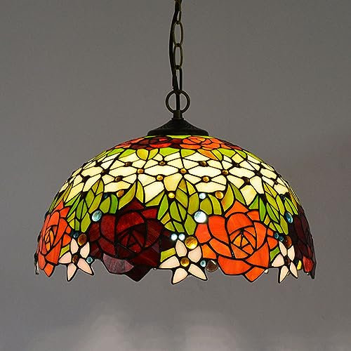 Tiffany Vintage Loft Esszimmer Pendelleuchte Retro Glas Esstisch Hängelampe Blumen Wohnzimmer Antike Deckenleuchte Küchenlampen Pendellampe E27 Wohnzimmerlampe Hängeleuchte Schlafzimmer Cafe Bar
