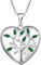 YL Lebensbaum Medaillon Halskette 925 Sterling Silber Schnitt Smaragd Grün Herz Medaillon Anhänger für Damen
