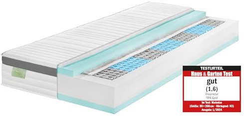DREAMSTAR Gold Taschenfederkernmatratze I ergonomische 7-Zonen Tonnentaschenfederkernmatratze I 21 cm hoch I Öko-Tex Zertifiziert I Härtegrad 4 (H4) I Matratze I 80 x 200 cm