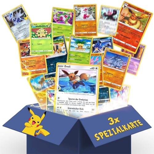 Heartforcards® 20 Original Verschiedene Pokemon Karten | Deutsch |1 Seltene | 2 Holo | Sammelkarten aktuelle Sets Versandschutz (20 Karten)