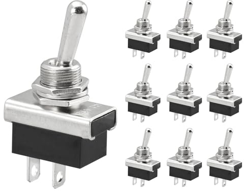 Heschen Interruptor De Palanca De Metal, 12V 25A, Encendido/Apagado, 2 Posiciones, 2 Pines, Para Luz De Salpicadero De Coche (10)