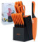 hecef Set Coltelli da Cucina Professionali, 13 Pezzi Ceppo Coltelli da Cucina in Acciaio Inox, Affilato Coltello da Cucina con Blocco in Legno, Colorato (Arancione)