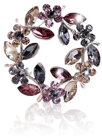 Yamobi Damen Kristall Brosche Elegante Brosche Anstecknadel für Damen Mantel Kleid Kleidung Handgefertigte Abzeichen Bunte Girlande Strass Broschen Rosenblumen Brosche
