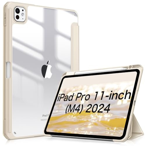 FINTIE Custodia per iPad Pro 11 Pollici (M4) 2024 con Pencil Holder - Sottile Leggero Trasparente Cover Posteriore con Bordo in TPU Morbido, Galassia