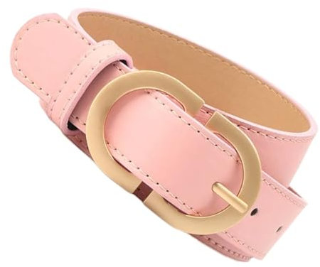 HANGSU Ceinture en Cuir pour Femme - pour Jeans avec Boucle Dorée, Rose, 105 cm