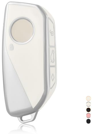 OFF WE GO Autoschlüssel Hülle Schlüsselhülle Cover für BMW X1 X4M X5 X6 X7 2er 3er 5er 7er iX/i4/i7 XM Schlüsselcover Schlüsselbox Schlüssel Hülle Schutz Gehäuse Schlüssel Hülle, Weiß Silber