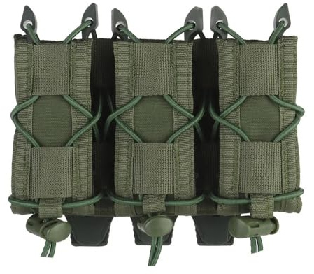 Peminkoo Dreifache Pistolenmagazintasche, Molle-Magazintasche, 9 mm elastisches Stoßband, MOLLE-Clip, schnelle Bereitstellung, Jagd-Armee-Patronentasche