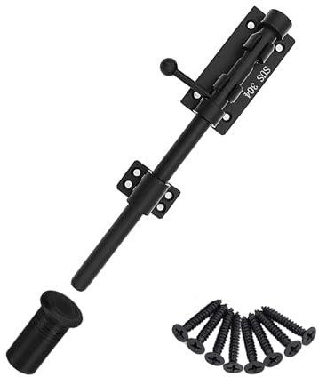 Schiebebolzen Torriegel Verdickter Schwerlast Türriegel Verschluss 304 Edelstahl Bolzenriegel Schwarz Massiver Torverschluss Türverriegelungen mit Schrauben und Staubschutzbehälter