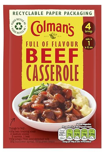 Colman's Beef Casserole Recipe Mix perfect with creamy mashed potato quick to prepare casserole mix 40 g (Pack of 6)
