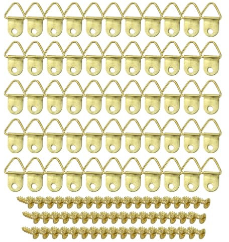 55 ganci per foto con 55 viti, ganci per foto da inchiodare, ganci per foto, da appendere, per casa, ufficio, foto, pittura (oro)