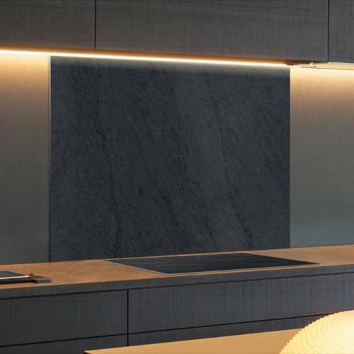 Spritzschutz Küchenrückwand Alu Matt 60 x 40 x 0,3 cm Dunkelgrauer Schiefer, Küchenwand Wandschutz, Herd Spritzschutz, Rückwand Küche, Pfannenspritzschutz - RUECKWAND24