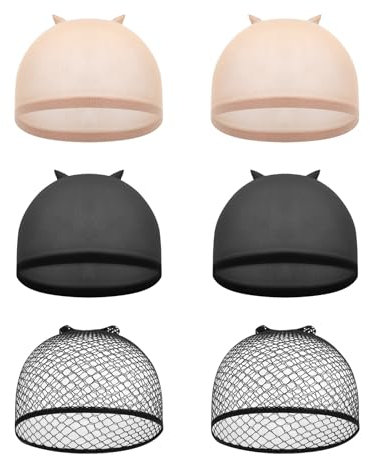 Giantree 6 Stück Haarnetz Nylon Wig Cap, Haarnetz Wig Cap, Perücke Kappen Atmungsaktive Dehnbare Perückennetz Elastische Perückennetz für Halloween Cosplay Partys Unisex