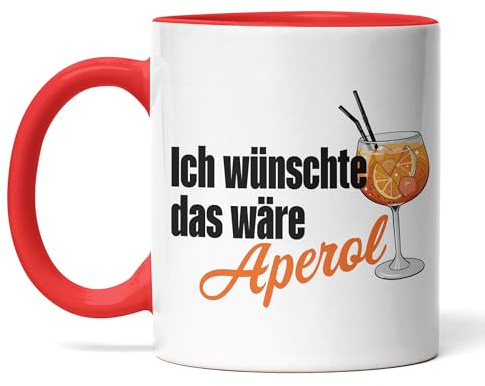 Tasse Ich wünschte das wäre Aperol – Lustige Kaffee- & Aperol-Tasse für Fans des Sommers (Rot)