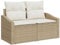 vidaXL Zeitgenössisches Outdoor Sofa mit Stauraum | Beige und Creme Rattan Sitzgelegenheiten, Bequemer 2-Sitzer für Terrassen, Balkone, Wetterfestes Design, Moderne Möbel für Garten, Patio, Balkon