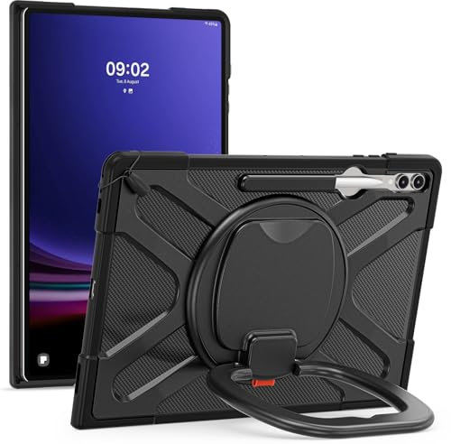 Custodia per tablet PC Shockproof Case Compatible with Samsung Galaxy Tab S10 Ultra 2024 X920,Rugged Kickstand Protective Case with Pencil Holder Handle Stand Bumper Protective Cover Custodia protetti