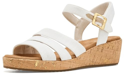 TOMS Damen Julia Keilsandale, White Slubby Woven, 38.5 EU