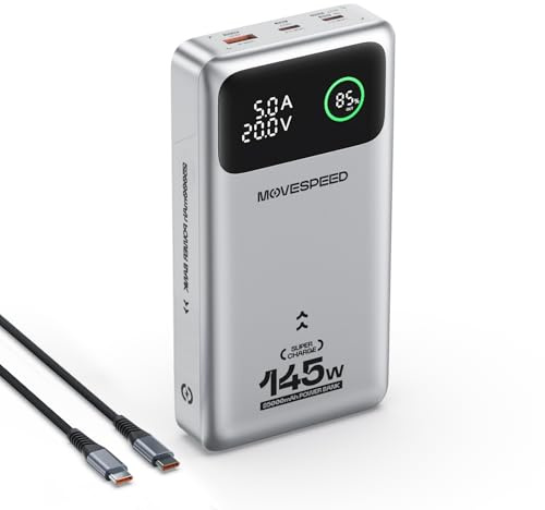MOVESPEED - Power Bank da 145 W, 25000 mAh, con 3 porte USB PD 3.1 e display digitale, compatibile con laptop, MacBook Pro/Air, iPhone 17 Pro Air /16, Galaxy S25, iPad