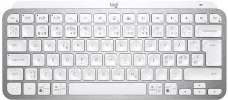Logitech MX Keys Mini - kabellose Bluetooth Tastatur für Windows, macOS, iPadOS, Android, PC, Mac, Laptop, Smartphone, Tablet, Skandinavisch QWERTY-Layout - Pale Gray【Bulk - ohne Verpackung】