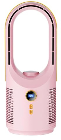 Bladeless Fan, Usb Rechargeable Tower Fan, 5 Speeds With Night Light, 28db Silent Design, Suitable For Home, Office, Bedroom And Travel (Pink)