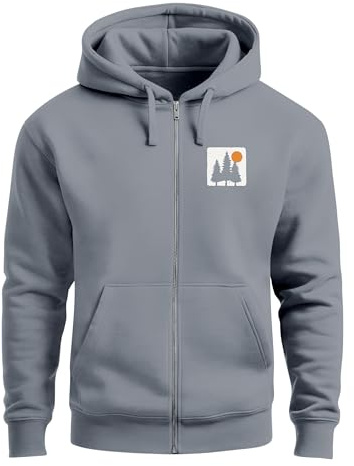 Neverless® Herren Sweatjacke mit Kapuze Print Bäume Logo Sweatshirt Zipjacke Zip-Hoodie Männer Fashion Streetstyle