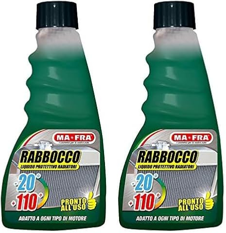 Ma-Fra Rabbocco, Liquido Protettivo Radiatori, Anticongelante Fino a -20°C, Refrigerante Fino a +110°C, Liquido Colore Verde, Compatibile con Tutti i Motori, Ideale per Ogni Stagione, Formato 250ml