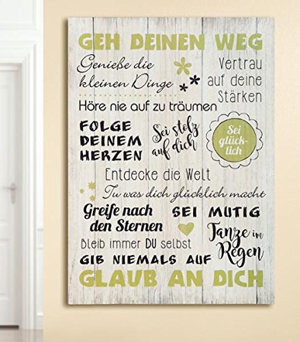 Gilde Schild Geh deinem Weg Wandschild Sei Mutig Glaub an Dich Stolz Tanze Geniesse Vertrau