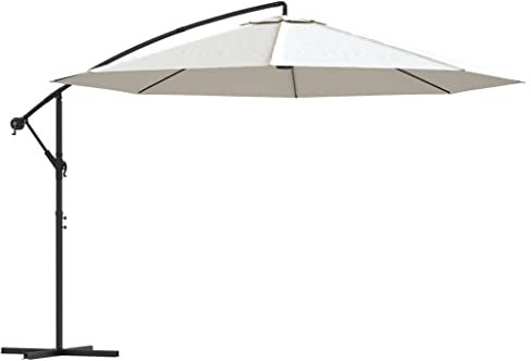 vidaXL Sonnenschirm Ø3,5m Sandweiß Ampelschirm Kurbelschirm Marktschirm Schirm