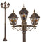 Außenleuchte Antibes, Kandelaber in antikem Look, Aluguß in Braun/Gold mit Klarglas-Scheiben, 3-armige Wegeleuchte 225 cm, 3 x E27-Fassung, Retro/Vintage Gartenlampe IP44, ohne Leuchtmittel