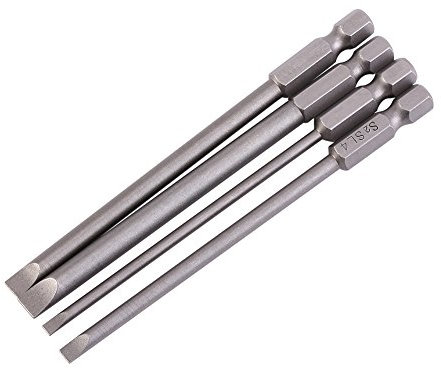 4 Puntas de Destornillador de 100 mm de Largo Puntas de Cabeza Ranurada Puntas de Destornillador de Ccabeza Plana Vástago Hexagonal de Acero de 1/4