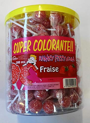 Sucette ramzy gum supercolorante fraise 200 pcs