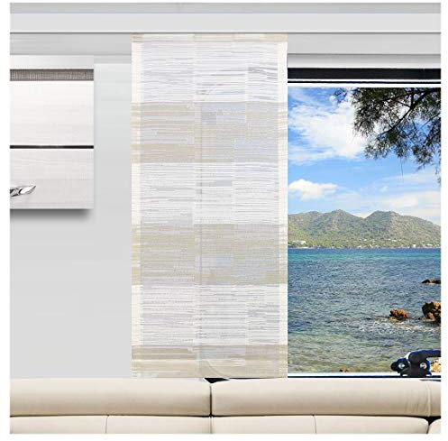 SeGaTeX home fashion Caravan-Flächenvorhang Eske | Höhe 40 –120 cm Nach Maß | Weiß-Beige Flächengardine für Caravan Wohnwagen Wohnmobil