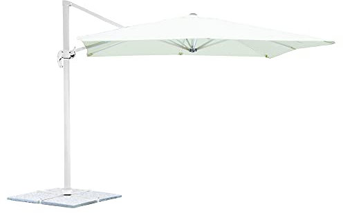 VERDELOOK Ombrellone braccio deluxe 3x3 m, bianco