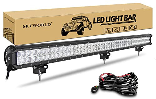 SKYWORLD led zusatzscheinwerfer bar, Zweireihiges 44 Zoll Scheinwerfer Flutlicht Combo Offroad Scheinwerfer mit Kabelbaumsatz für 4x4 LKW Auto SUV Traktor Arbeitsleuchte Offroad (111.8cm 288W)