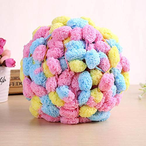 Generies Dicke Wolle, groß, weich, Regenbogen-Pompon-Garn, Handstricken, Häkelgarn, DIY-Decke, Kissen, buntes Pompon-Garn (17)