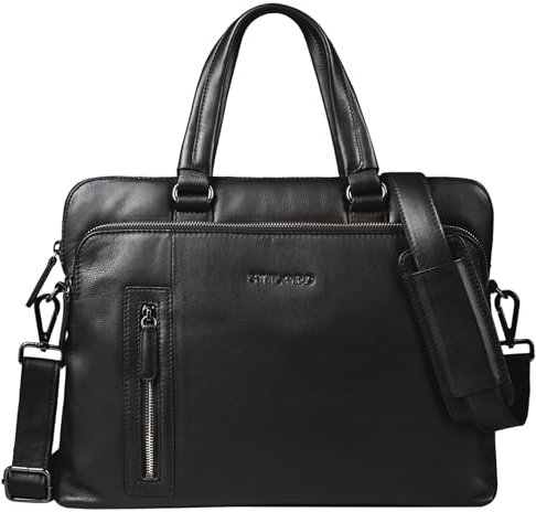 STILORD 'Lory' Maletín Cuero Mujer Vintage Grande Bolso Portdocumentos de Auténtica Piel Maletín Ejecutivo de Oficina para Ordenador Portátil, Color:Negro