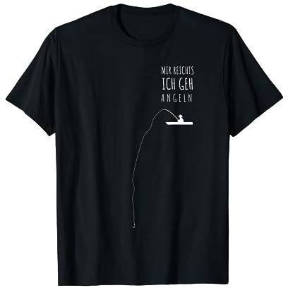 Angler fischen Fische lustige Geschenk Sprüche T-Shirt - Schwarz, S - Unisex - Kurzarm - Klassische Passform - 100% Baumwolle - Mir reicht's, ich geh angeln