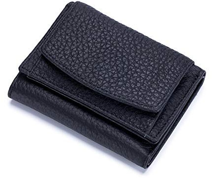 FORRICA Portefeuille Femme Petit Blocage RFID Porte Monnaie Cuir Vachette Léger Compact Porte Cartes Portefeuilles Filles Poche à Monnaie Noir