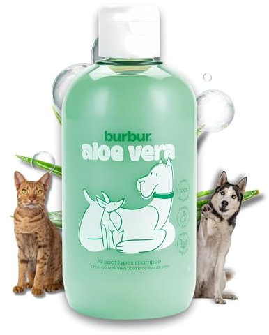 BURBUR - Aloe Vera, Shampoo für Haustiere | 400 ml | veganes Shampoo für Hunde und Katzen | alle Rassen | alle Haartypen | mit Vitamin E