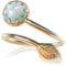 Weißer Opalring in goldgefüllter runder Form 14K Gold gefüllter Ring mit Blatt für Frauen Opal Damenring (Gold Filled Leaf)